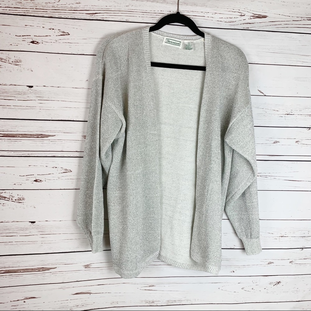 Vintage  Silver Open Front Sweater- Small